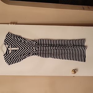 Nvy & white Stripe, wide leg rompers with belt